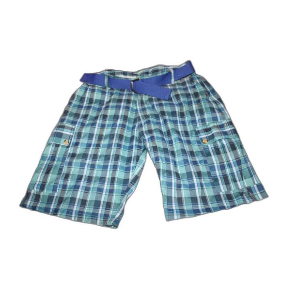 5th Ave Plaid Belted Cargo Shorts - Size 34 - NWT - Summer Street Style - Picture 2 of 4